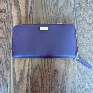 Kate Spade Plum Wallet with Gold Accents